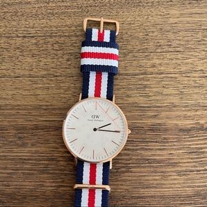 NEW Mens Daniel Wellington Classic Canterbury Navy, White, Red and Gold Watch